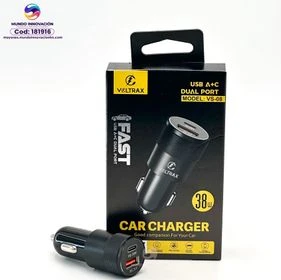 Cargador para Carro Voltrax 38W USB + Tipo C