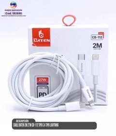 Cable Baten 2M 27W CB-112 Tipo C a Tipo Lightning