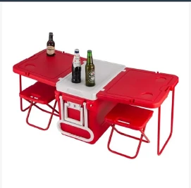 HIELERA MULTIFUNCIONAL CON MESA, SILLAS