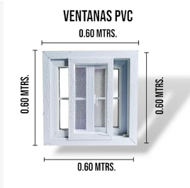 VENTANA PVC CON VIDRIO DE 0.6 X 0.6 METROS