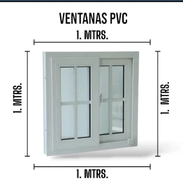 VENTANA PVC CON VIDRIO DE 1 X 1 METROS