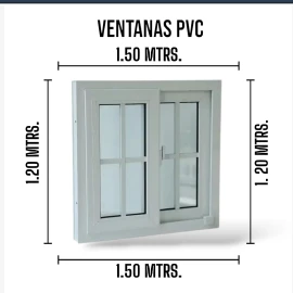 VENTANA PVC CON VIDRIO DE 1.5 X 1.2 METROS